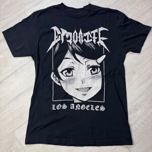 EMO NITE Los Angeles Anime Graphic T Shirt Black Short Sleeve Size Medium